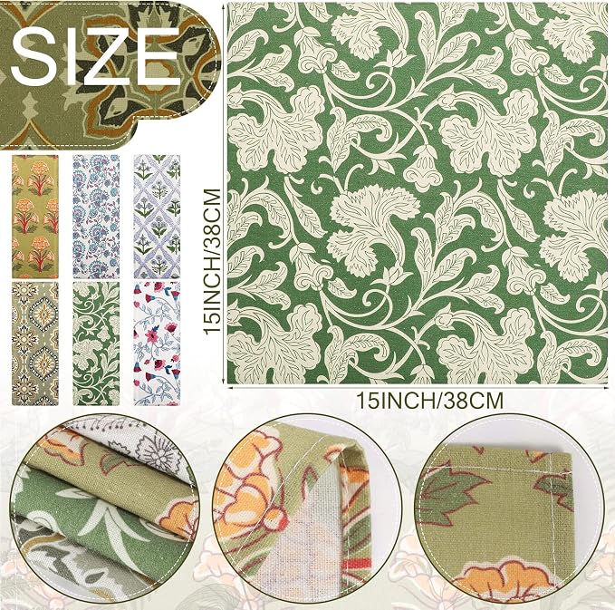Funnymoom 12 Pcs Cotton Cloth Napkins Hand Block Print | Handmade Size 12 x 11 Inch Printed Home Decor Indian Style Mix Lot Dinner Napkins - Image 3
