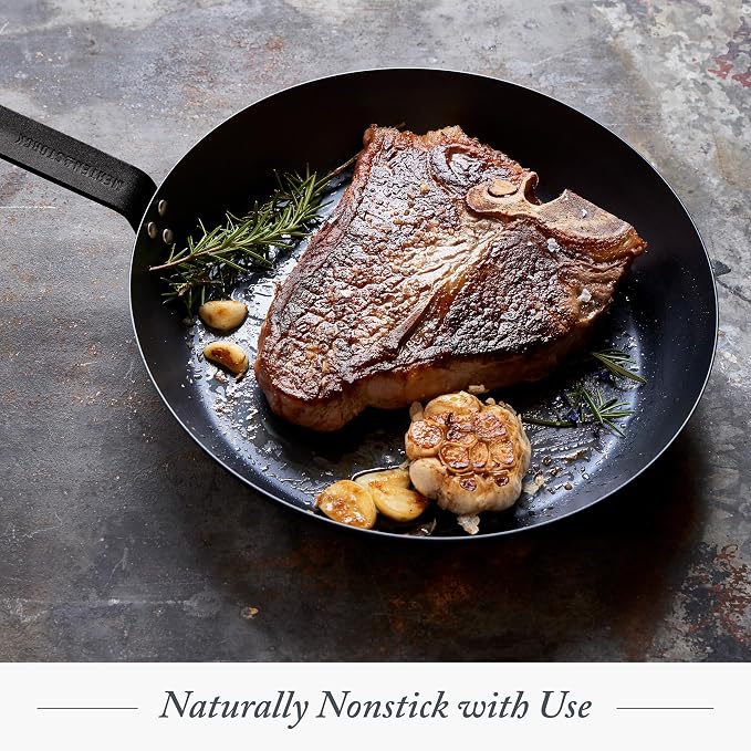 Merten & Storck 12" Pre-Seasoned Carbon Steel Frying Pan Skillet | Natural Nonstick with Use, Induction & All Stovetop Suitable, Grill & Campfire Safe, Even Heating, Indoor/Outdoor Use - Image 7