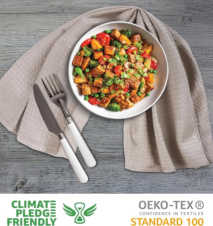 Urban Villa Kitchen Towels Cotton Dish Towels 20”x30” (Set of 6) Tan - Image 2