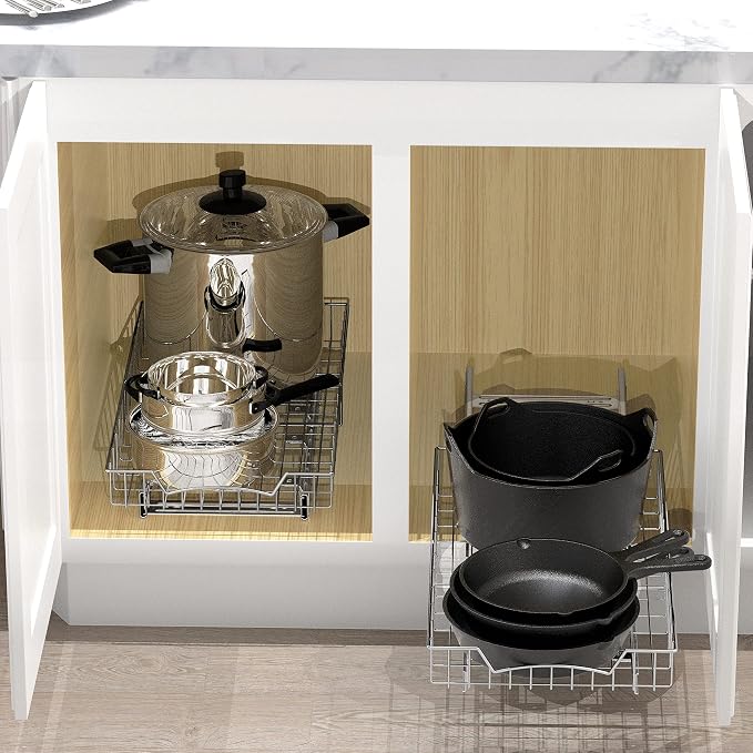 Simple Houseware Under Cabinet Pull Out Sliding Shelf, 21" Dx11 W, Chrome - Image 4
