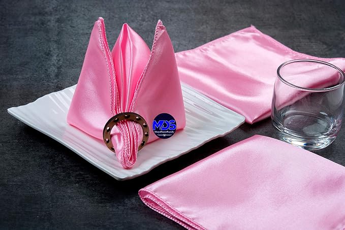 Set of 100 PCS Satin Napkin 12x12 Inch Square, Dinner Table Napkins for Wedding, Bulk Silky Sateen Cloth Napkins for Restaurant Banquet Graduation Birthday Party Decoration - Pink - Image 6