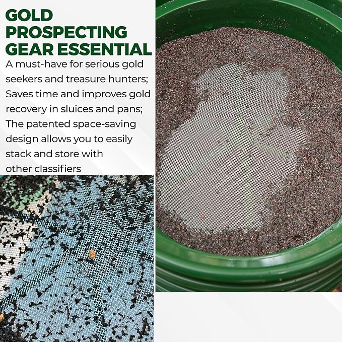 SE Gold Prospecting-Sifting-Panning, 13.25 Inch Wide Stackable Classifier Gold Prospecting Pan, 1/12 Inch Stainless Steel Mesh Sifting Pan, Green - Image 6