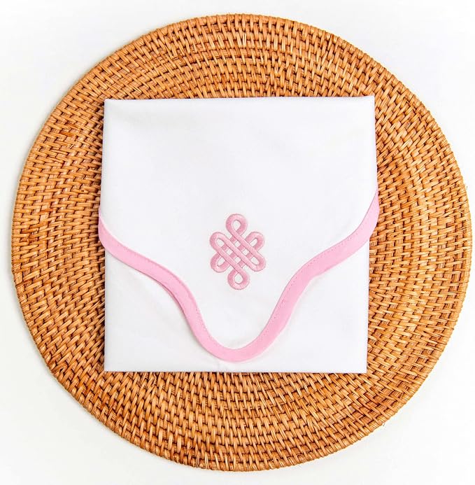 Hofdeco Premium Coastal Cotton Cloth Napkins Set of 4, 20"x20" Washable Dinner for Events, Weddings, Home Use, Blush Pink Embroidered Endless Knot - Image 6