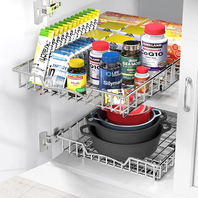 Simple Houseware Under Cabinet Pull Out Sliding Shelf Drawer, 21Dx14W | for Kitchen Organizer - Image 5