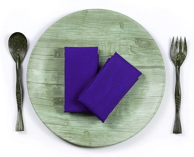 Pack of 12 Polyester Napkins 17 x 17 Inch Square with Scalloped Edge, Plain Washable Reusable Dining Table Cloth Napkin for Wedding Party Banquet Home Restaurant Bistro Decoration - Purple - Image 4