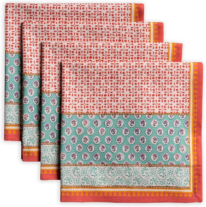 Maison d' Hermine Cloth Napkins Set of 4 Reusable 100% Cotton (20" x 20") | Everyday Square Napkins Cloth Washable Dinner Party Wedding Restaurant Hotel Kitchen Spring Summer - Provence by MaisondHermine