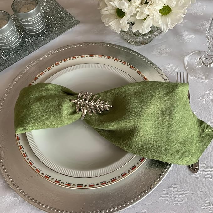 Linen Napkins –100% French Flax – Stonewashed Pure Linen Cloth Napkins - Size 18 Inch x 18 Inch – Set of 4 (Pepper Green) - Image 6