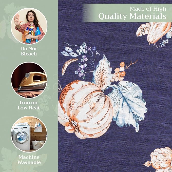 Maison d' Hermine Cloth Napkins Set of 4 Reusable 100% Cotton (20" x 20") | Everyday Square Napkins Cloth Washable Dinner Wedding Restaurant Hotel Kitchen Thanksgiving Christmas - Pumpkin Blues - Image 3