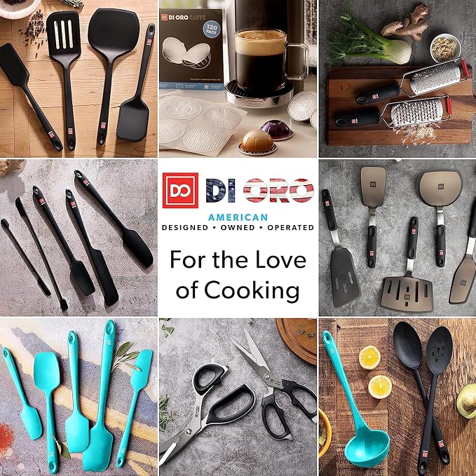 DI ORO Silicone Spatula Set - Rubber Kitchen Spatulas for Baking, Cooking, & Mixing - 600°F Heat-Resistant & BPA Free Silicone Scraper Spatulas for Nonstick Cookware - Dishwasher Safe (5pc, Teal) - Image 8