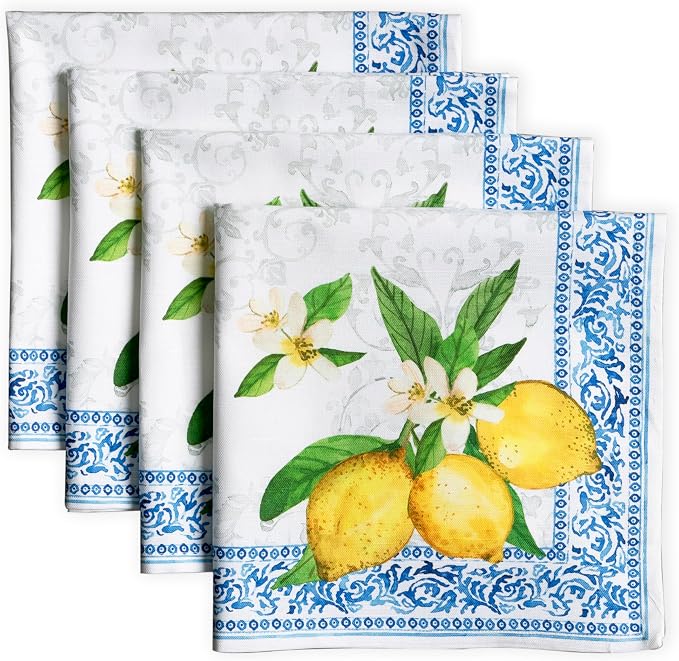 Maison d' Hermine Cloth Napkins Set of 4 Reusable 100% Cotton (20" x 20") | Everyday Square Napkins Cloth Washable Dinner Party Wedding Restaurant Hotel Kitchen Spring Summer - Cedrat by MaisondHermine
