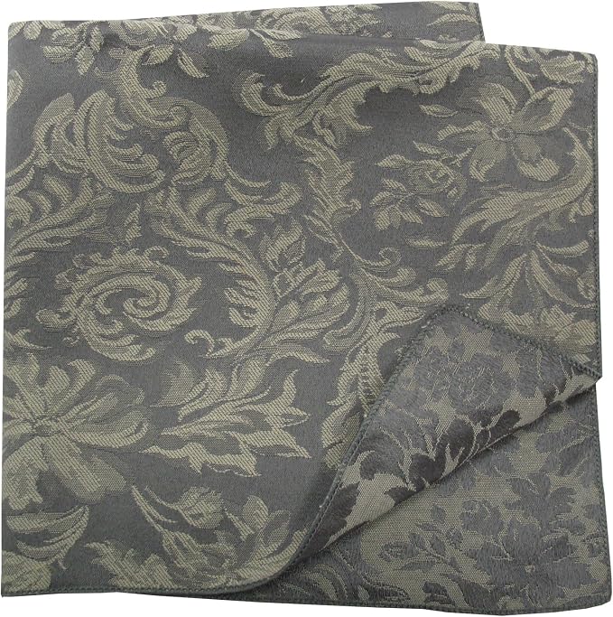 17x17-Inch Square Damask Cloth Napkins, Pewter, Set of 60 | Bulk Case of 5 Dozen, Miranda Jacquard, 50% Cotton / 50% Polyester Fabric, Woven Damask Pattern, Soft Hand, Machine Washable - Image 2