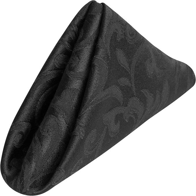 17x17-Inch Square Damask Cloth Napkins, Black, Set of 60 by UltimateTextile