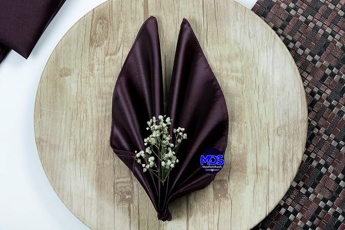 Set of 100 PCS Satin Napkin 12x12 Inch Square, Dinner Table Napkins for Wedding, Bulk Silky Sateen Cloth Napkins for Restaurant Banquet Graduation Birthday Party Decoration - Plum - Image 6