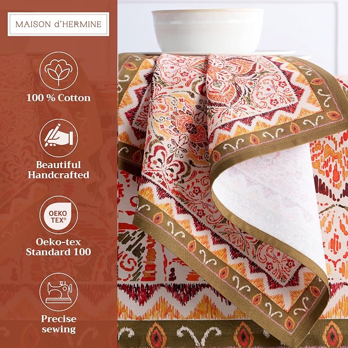 Maison d' Hermine Cloth Napkins Set of 4 Reusable 100% Cotton (20" x 20") | Everyday Square Napkins Cloth Washable Dinner Wedding Restaurant Hotel Kitchen Thanksgiving Christmas - Damask - Image 2