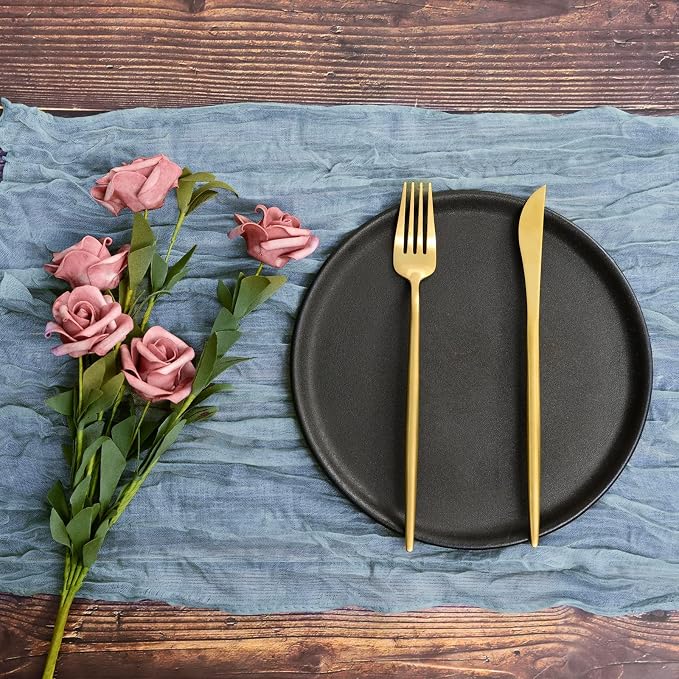 fani 100 Pack Gauze Cheesecloth Napkins, 20 x 20 in, Dusty Blue | Wrinkled Table Napkins, Soft Cotton, Rustic Decorative, Weddings, Party, Dinner Table, Everyday Use - Image 4