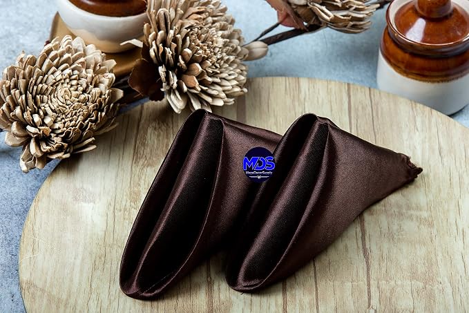 MDS® Pack of 150 Satin Napkins 12 x 12 Inch, Soft Silky Reusable Cloth Dinner Table Napkins for Wedding Décor, Reception, Birthday, Parties, Banquets, Catering, Restaurants & Hotel - Coffee - Image 7