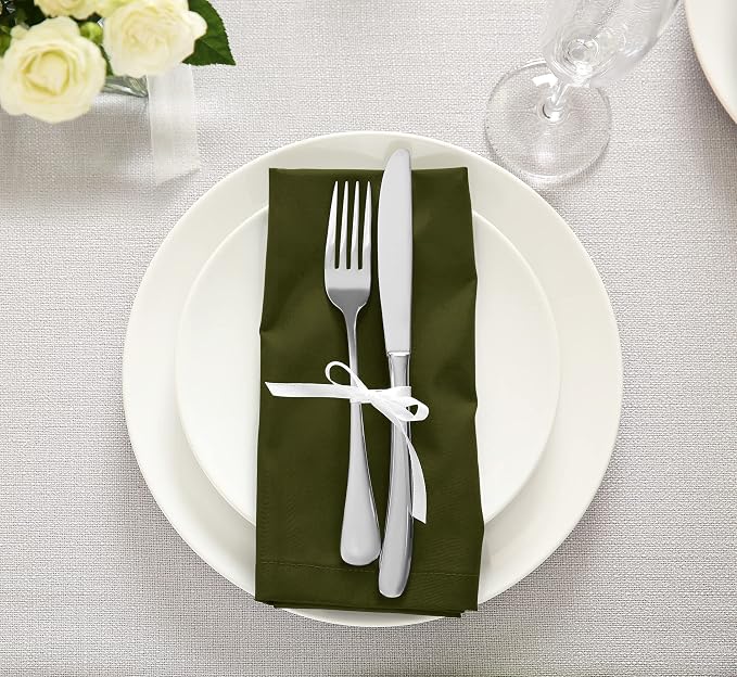 Utopia Kitchen Olive Cloth Napkins [12 Pack, 18x18 Inch] Absorbent Cotton Blend Washable and Reusable for Dinner, Restaurant, Lunch, Wedding and Hotel - Image 5
