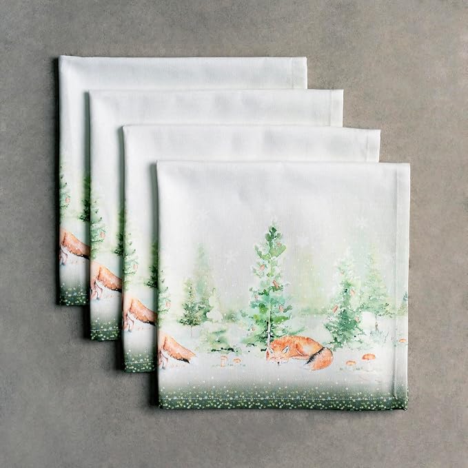Maison d' Hermine Cloth Napkins Set of 4 Reusable 100% Cotton (20" x 20") | Everyday Square Napkins Cloth Washable Dinner Wedding Restaurant Hotel Kitchen Thanksgiving Christmas - Winter Mornings - Image 9