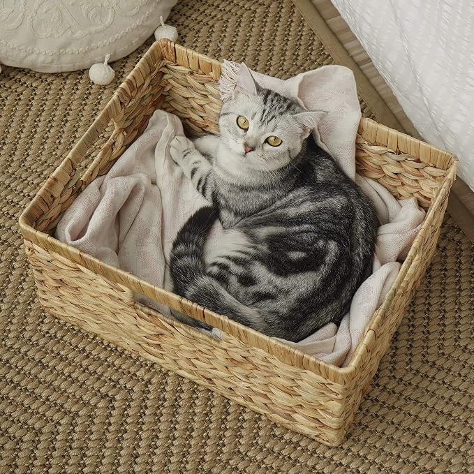 StorageWorks Wicker Baskets for Storage, Wicker Storage Baskets, 1-Pack | Water Hyacinth Wicker Storage Baskets for Shelves, Large Wicker Baskets for Organizing, Woven Basket for Storage,Large Basket - Image 9