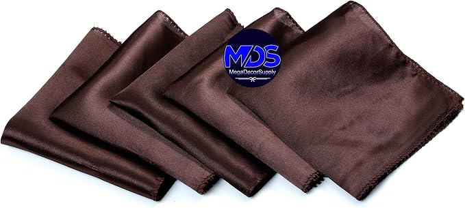 Set of 100 PCS Satin Napkin 12x12 Inch Square, Dinner Table Napkins for Wedding, Bulk Silky Sateen Cloth Napkins for Restaurant Banquet Graduation Birthday Party Decoration - Coffee - Image 2