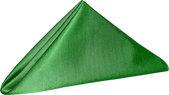 20x20-Inch Shantung Satin Cloth Napkins, Emerald Set of 12 | Bulk Case of 1 Dozen, Dinner Napkins, Square, 100% Polyester Fabric, Reversible, Faux Dupioni Silk Reverse Side, Serged Edges - Image 2