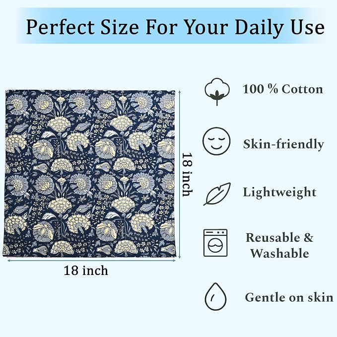 Midnight Marigold Garden Hand Block Print 100% Cotton Napkins 18" x 18" (Set of 4) Reuseable Kitchen Napkins Cloth Decor Dinner Party Cocktail Gift for Spring, Easter, Summer - Image 5