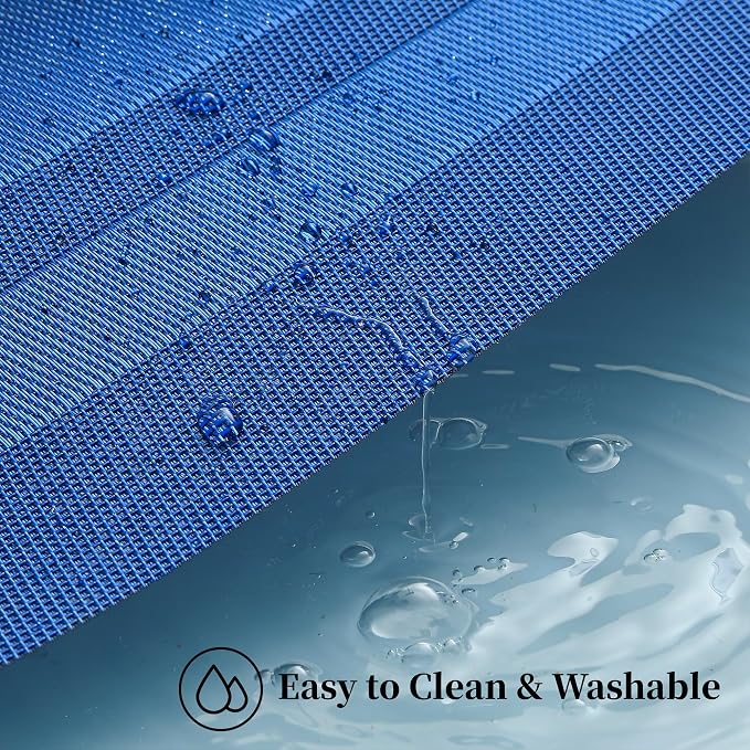 Leetaltree Blue Frame Placemats Set of 6 - Heat Resistant Non-Slip Place mats for Dining Table, Washable Durable PVC Vinyl Woven Table Mats（Blue Frame, 6） - Image 5