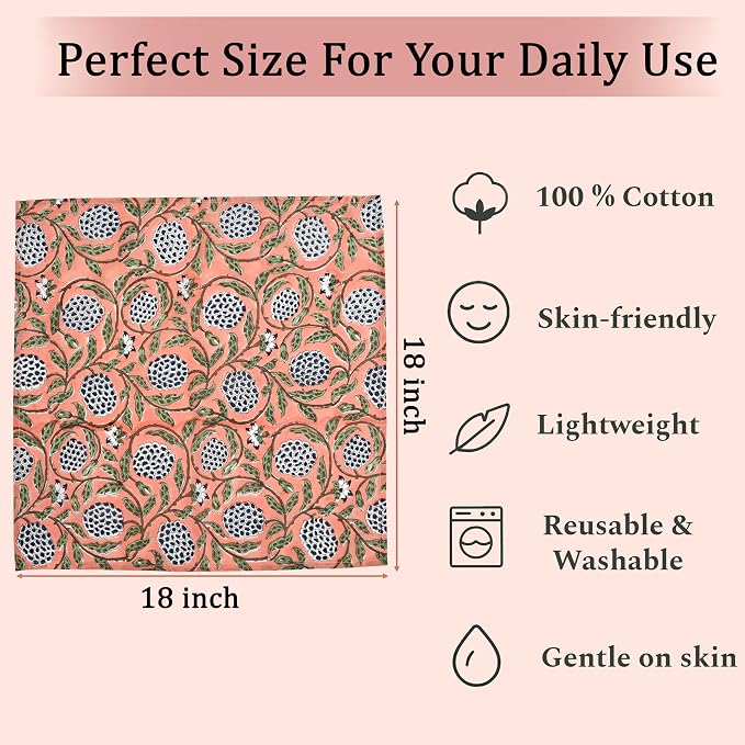 Napkins, Kitchen Towels, Table Decor, Table Linen, Cotton Cloth Border Napkins, Size 18"x 18", Hand Block Print Lunch, Dinner Napkins (Random Mix, Set of 8-18x18 Inch) - Image 8