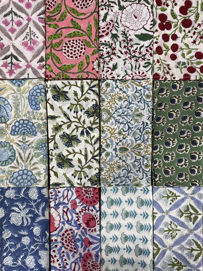 Napkins, Kitchen Towels, Table Decor, Table Linen, Cotton Cloth Border Napkins, Size 18"x 18", Hand Block Print Lunch, Dinner Napkins (Random Mix, Set of 4-18x18 Inch) - Image 2