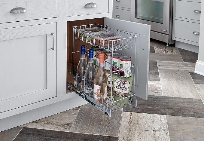 ClosetMaid 32105 Premium Wide 3-Tier Compact Kitchen Cabinet Pull-Out Basket, 8.75-Inch - Image 2