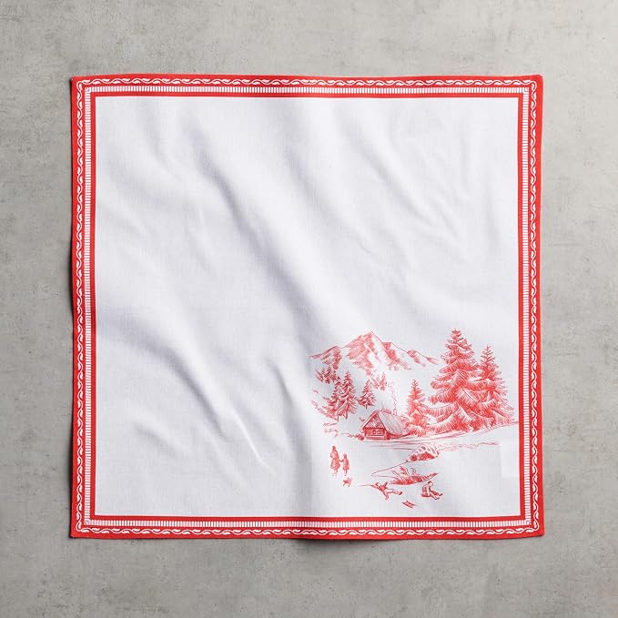 Maison d' Hermine Cloth Napkins Set of 4 Reusable 100% Cotton (20" x 20") | Everyday Square Napkins Cloth Washable Dinner Wedding Restaurant Hotel Kitchen Thanksgiving Christmas - Winter Jouy - Image 8