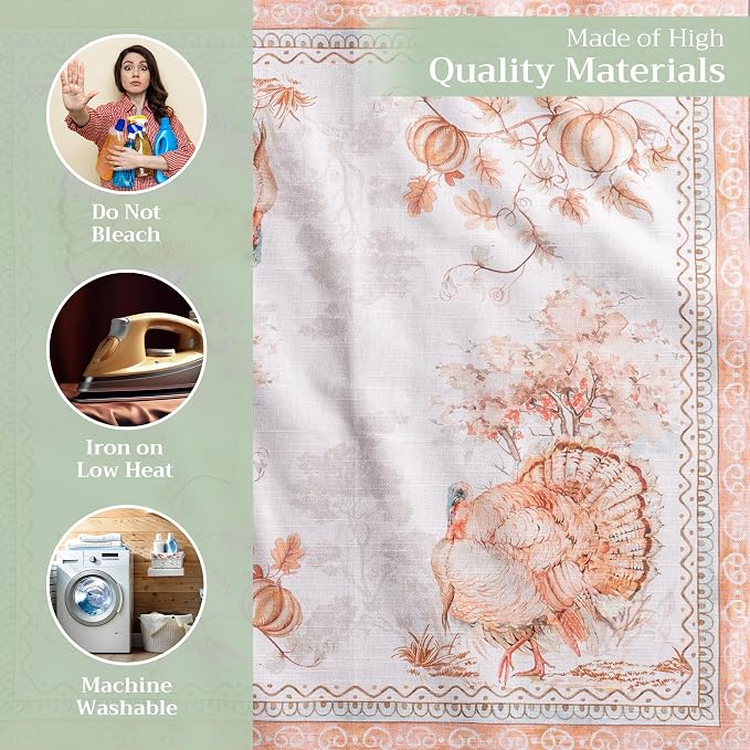 Maison d' Hermine Cloth Napkins Set of 4 Reusable 100% Cotton (20" x 20") | Everyday Square Napkins Cloth Washable Dinner Wedding Restaurant Hotel Kitchen Thanksgiving Christmas - Giving Thanks - Image 3