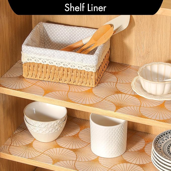 Cooyes Shelf and Drawer Liner for Kitchen Cabinets – Non-Adhesive, Waterproof, Non-Slip Cabinet Liners for Scratch Protection, Desk, Refrigerator, Shelves, Drawers with Modern Pattern - Image 4