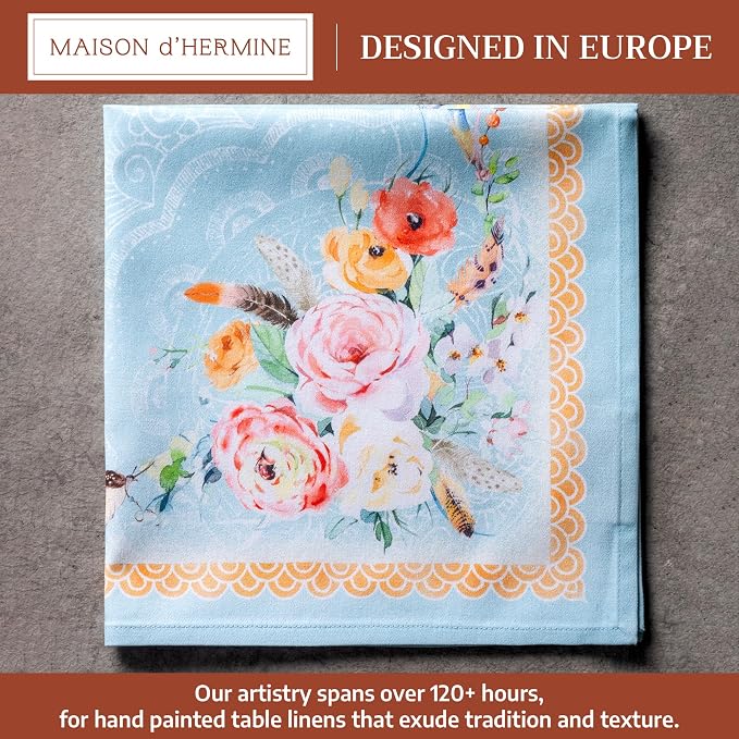 Maison d' Hermine Cloth Napkins Set of 4 Reusable 100% Cotton (20" x 20") | Everyday Square Napkins Cloth Washable Dinner Party Wedding Restaurant Hotel Kitchen Spring Summer - Ibiza - Blue - Image 2