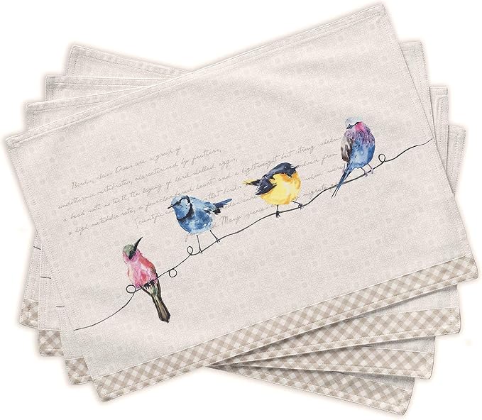 Maison d' Hermine Birdies on Wire Bundle Set 100% Cotton Set of 4 Napkins (20 Inch by 20 Inch) and Set of 4 Place Mats (13 Inch by 19 Inch) - Image 3