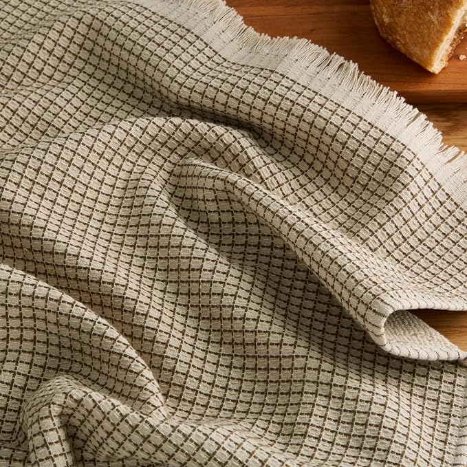 KitchenAid Gourmet Series Gridlines Kitchen Towels 3-Pack Set, 100% Cotton Absorbent, Milkshake Tan, 18"x28" - Image 5