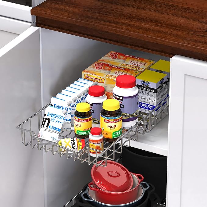 Simple Houseware Under Cabinet Pull Out Sliding Shelf, 21" Dx11 W, Chrome - Image 5