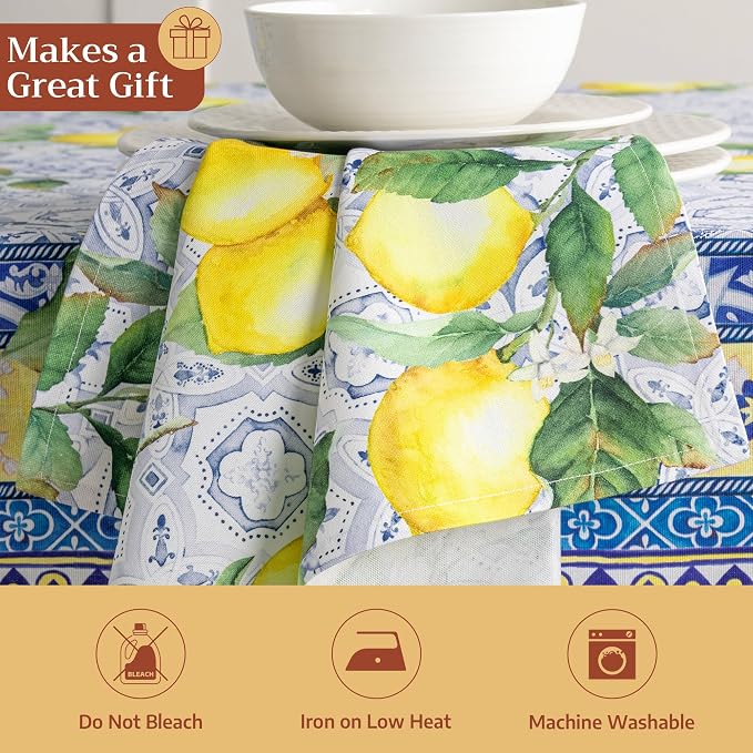 Maison d' Hermine Cloth Napkins Set of 4 Reusable 100% Cotton (20" x 20") | Everyday Square Napkins Cloth Washable Dinner Party Wedding Restaurant Hotel Kitchen Spring Summer - Citrus - Image 5