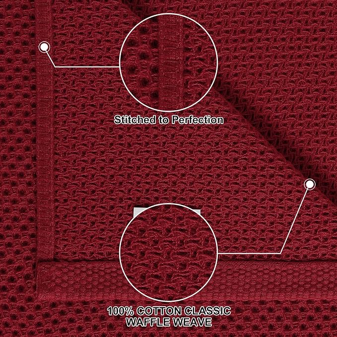 Homaxy 10 Pack 100% Cotton Kitchen Towels and Dishcloths Set, Burgundy | 12 x 12 Inches and 13 x 28 Inches Kitchen Towels Set, Ultra Soft Absorbent Dish Cloths for Washing Dishes - Image 2