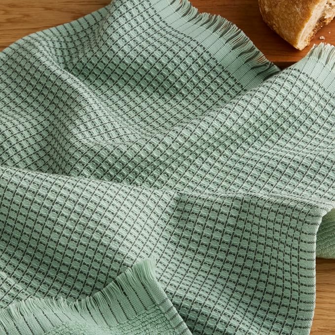 KitchenAid Gourmet Series Gridlines Kitchen Towels 3-Pack Set, 100% Cotton Absorbent, Pistachio Green, 18"x28" - Image 5