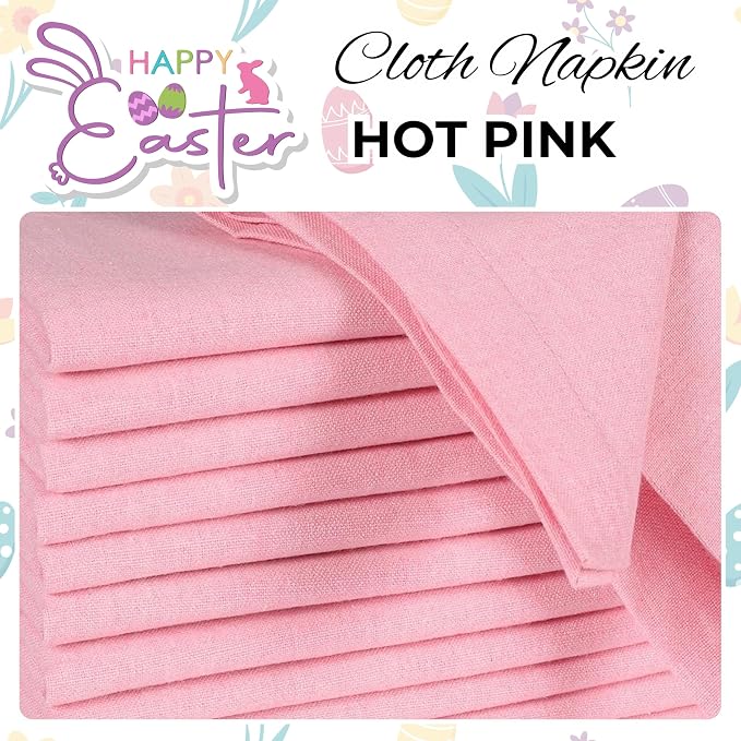 Bedding Craft Cotton Cloth Napkins Set of 12 – 18x18 Baby Pink – Soft Machine Washable Fabric Napkins for Weddings, Thanksgiving, Christmas & Everyday Dining - Image 4