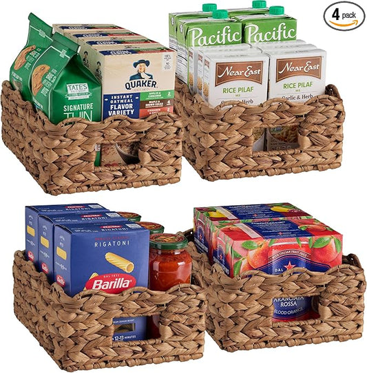 Best Choice Products 9x12 Scalloped Shelf Baskets, Woven Storage Bins, Storage Organizers for Pantry, Living Room, Bedroom, Nursery & Laundry, 4 Pack - Chestnut by Unknown