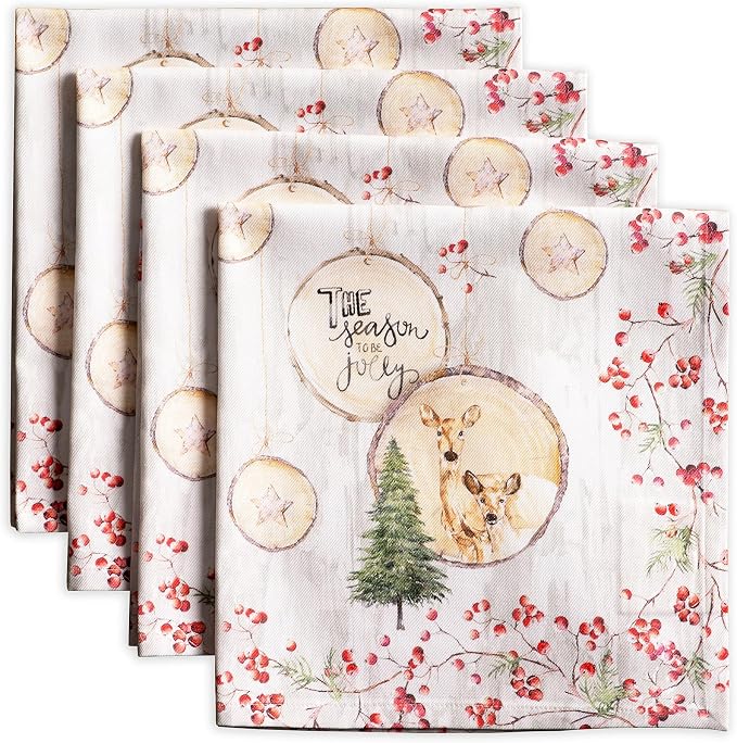 Maison d' Hermine Cloth Napkins Set of 4 Reusable 100% Cotton (20" x 20") | Everyday Square Napkins Cloth Washable Dinner Wedding Restaurant Hotel Kitchen Thanksgiving Christmas - Mountain Life by MaisondHermine
