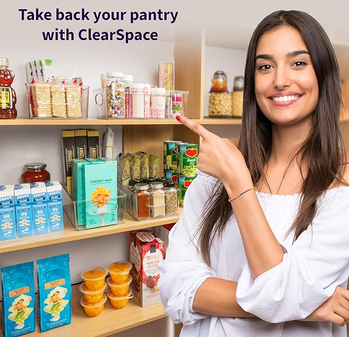 ClearSpace Plastic Pantry Organization and Storage Bins with Removable Dividers – Perfect Kitchen Organization or Kitchen Storage – Refrigerator Organizer Bins, Cabinet Organizers (2 Pack) - Image 5