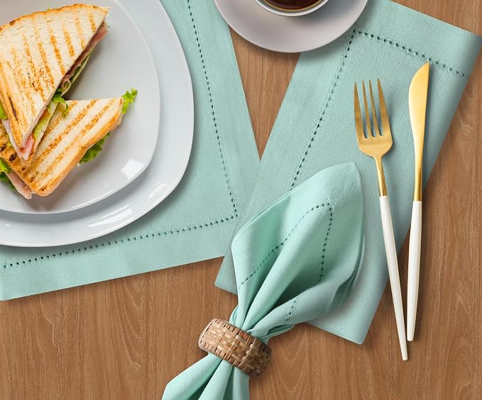 Bedding Craft Cotton Cloth Dinner Napkins Set of 12 – 18x18 Bird Egg Gray Hemstitched – Machine Washable Fabric Napkins for Weddings, Thanksgiving, Christmas & Daily Dining - Image 9
