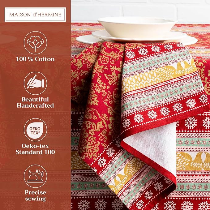 Maison d' Hermine Cloth Napkins Set of 4 Reusable 100% Cotton (20" x 20") | Everyday Square Napkins Cloth Washable Dinner Wedding Restaurant Hotel Kitchen Thanksgiving Christmas - Sofia - Image 2