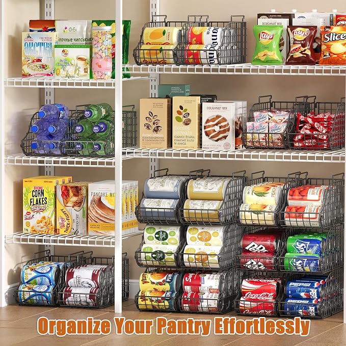 Sonyabecca 8 Pack Stackable Can Organizer for Pantry Cabinet Food Storage | Wire Storage Rack Holds Up to 72 Cans, Beverages and Food. Small Metal Organizer for Kitchen Counters, Fridges and RV - Image 3