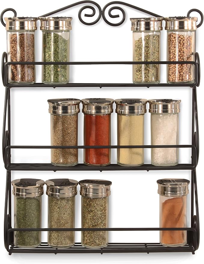 Spectrum Diversified Scroll Wall-Mounted Traditional Spice Rack Organizer for Cabinet & Kitchen, 3-Tier, Beauty & Nail Polish, 43710 - Image 9