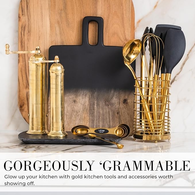 Styled Settings Black and Gold Kitchen Utensils Set with Holder, 7-Piece | Nonstick BPA-Free Silicone Cooking Utensils Set with Gold Utensil Holder, Luxury Kitchen Accessories - Image 8