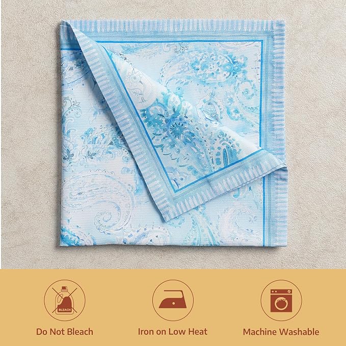 Maison d' Hermine Cloth Napkins Set of 4 100% Combed Cotton (20" x 20") | Everyday Square Napkins Cloth Washable Dinner Party Wedding Restaurant Hotel Kitchen Spring Summer - Paisley Blues - Image 8